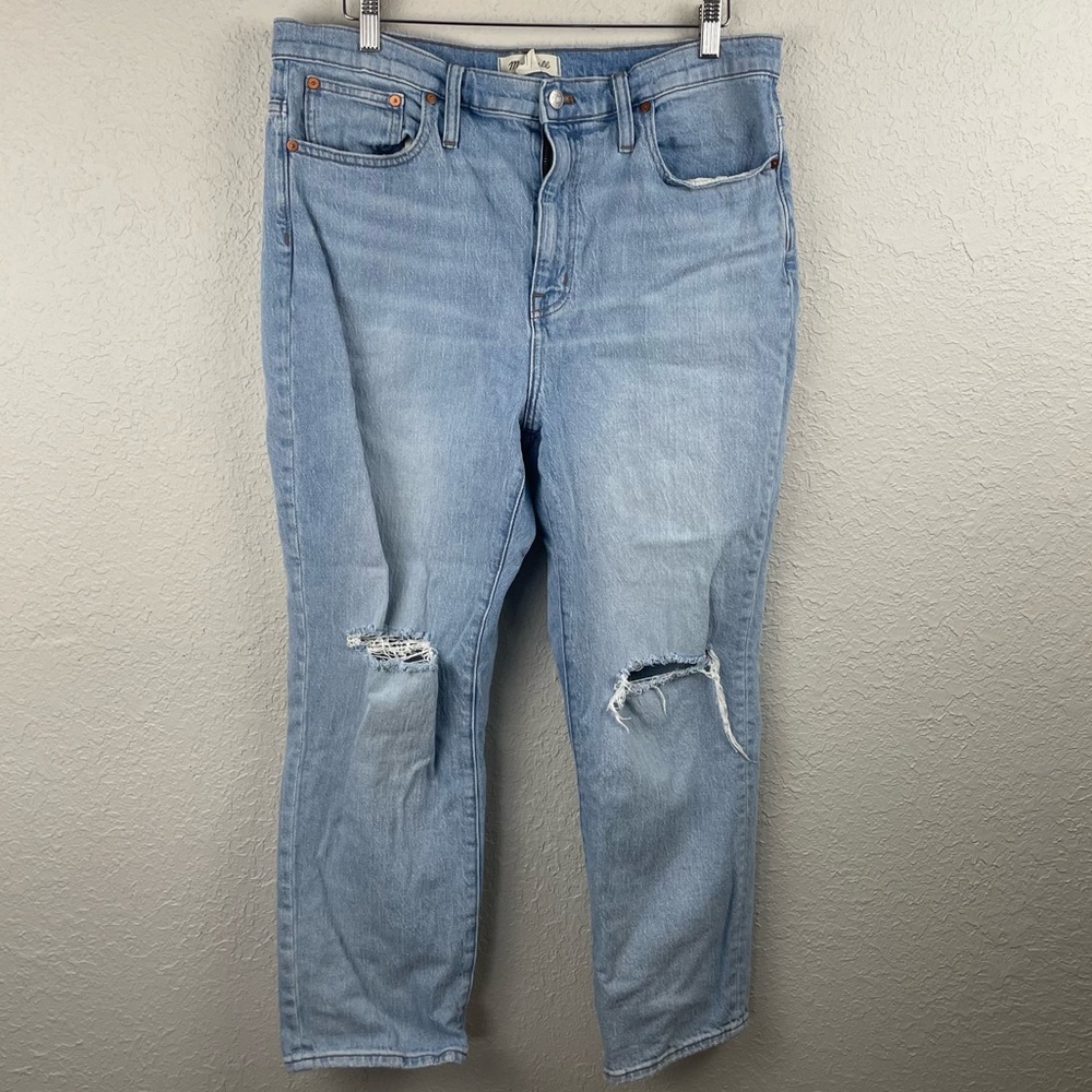 Madewell The‎ High-Rise Slim Crop Boyjean Ripped Edition, size 32
